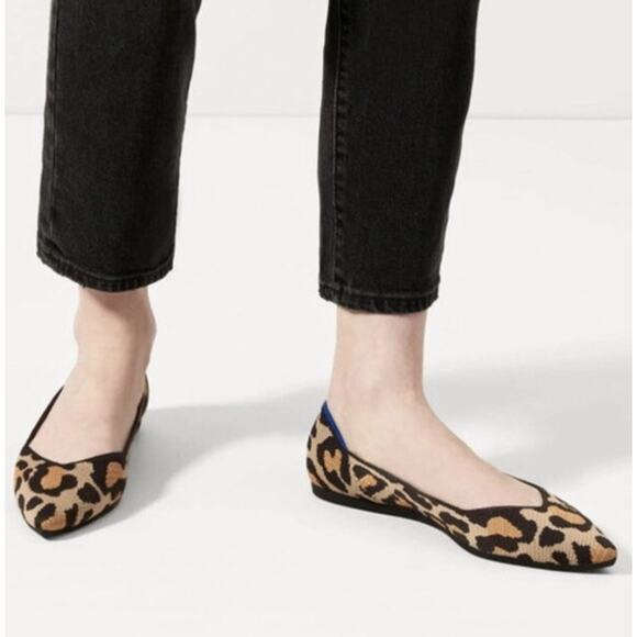 Rothy's  The Point Desert Cat Leopard Print Washable Women's Flats - Size 12.5 - Picture 1 of 9